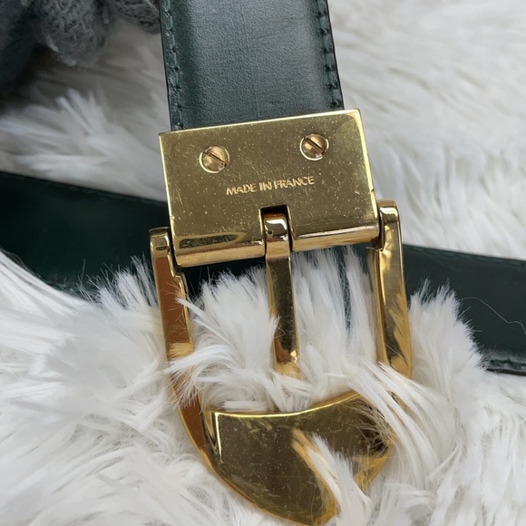 LOUIS VUITTON TAIGA  BELT GREEN CT0945 size 85/34